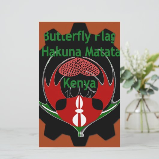 Kenya Butterfly Flag Kunst - Hakuna Matata Patriot Briefpapier (Stehend Vorderseite)