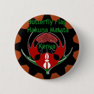 Kenya Butterfly Flag Kunst - Hakuna Matata Patriot Button