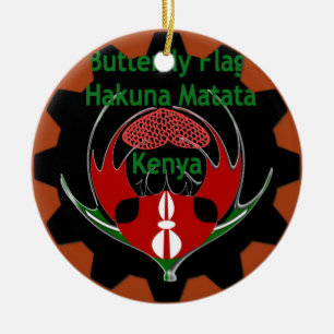 Kenya Butterfly Flag Kunst - Hakuna Matata Patriot Keramik Ornament