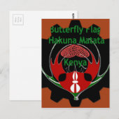 Kenya Butterfly Flag Kunst - Hakuna Matata Patriot Postkarte (Vorne/Hinten)