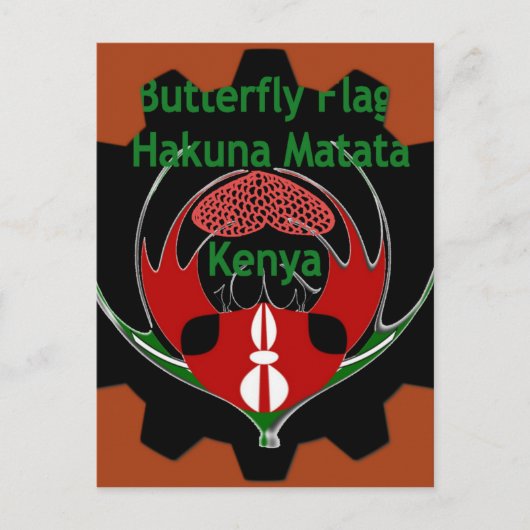 Kenya Butterfly Flag Kunst - Hakuna Matata Patriot Postkarte (Vorderseite)