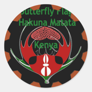 Kenya Butterfly Flag Kunst - Hakuna Matata Patriot Runder Aufkleber