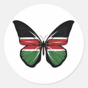 Kenya Butterfly Flag Runder Aufkleber