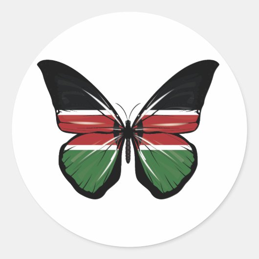 Kenya Butterfly Flag Runder Aufkleber (Vorderseite)