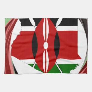 Kenya Celebration Colorful Flag Map Vektor Artwork Geschirrtuch