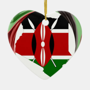 Kenya Celebration Colorful Flag Map Vektor Artwork Keramikornament