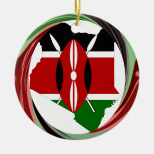 Kenya Celebration Colorful Flag Map Vektor Artwork Keramikornament