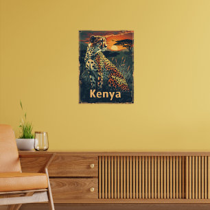 Kenya Cheeatah Sonnenuntergang Poster