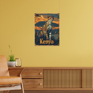 Kenya Cheetah Vintag Poster