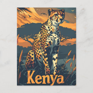 Kenya Cheetah Vintag Postkarte