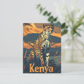 Kenya Cheetah Vintag Postkarte (Stehend Vorderseite)