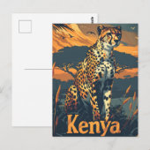 Kenya Cheetah Vintag Postkarte (Vorne/Hinten)