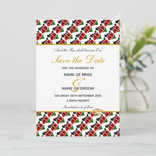 KENYA Christlich Wedding Celebration Save The Date (Stehend Vorderseite)