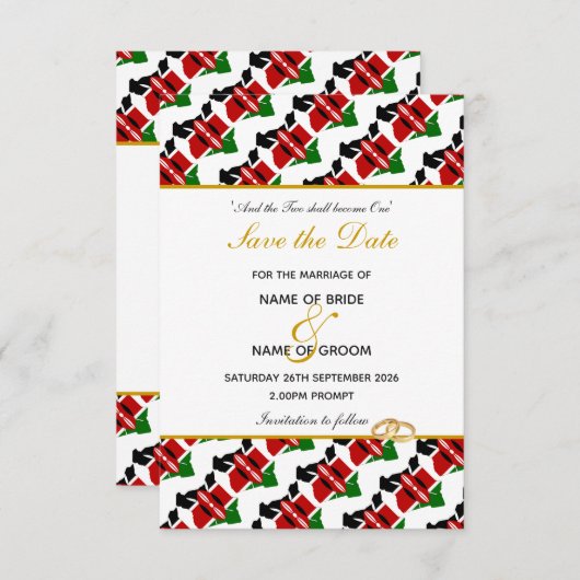 KENYA Christliche Einladung zur Hochzeit Rett Datu (Vorne/Hinten)