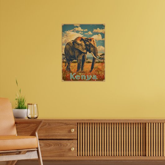 Kenya Elefant Vintage Poster (Wohnzimmer 2)