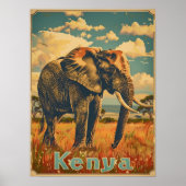Kenya Elefant Vintage Poster (Vorne)