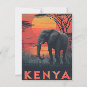 Kenya Elefant vintage Postkarte