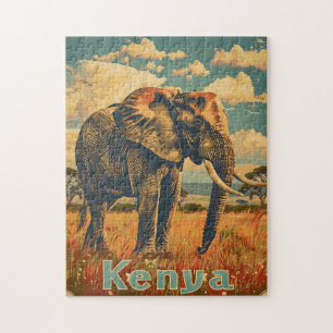 Kenya Elefant Vintage Puzzle
