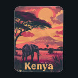 Kenya Elephant Sunset Magnet<br><div class="desc">Tauchen Sie ein in die magische Schönheit Kenias mit unserer Reise und Illustration. Dieses faszinierende Stück erfasst das Wesen der afrikanischen Dämmerung, wo majestätische Elefanten bei Sonnenuntergang Silhouetten gegen eine Leinwand lila Wolken bilden. Stellen Sie sich eine beeindruckende Safari vor, beobachten Sie diese unglaublichen Kreaturen in ihrem natürlichen Lebensraum und...</div>