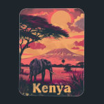 Kenya Elephant Sunset Magnet<br><div class="desc">Tauchen Sie ein in die magische Schönheit Kenias mit unserer Reise und Illustration. Dieses faszinierende Stück erfasst das Wesen der afrikanischen Dämmerung, wo majestätische Elefanten bei Sonnenuntergang Silhouetten gegen eine Leinwand lila Wolken bilden. Stellen Sie sich eine beeindruckende Safari vor, beobachten Sie diese unglaublichen Kreaturen in ihrem natürlichen Lebensraum und...</div>