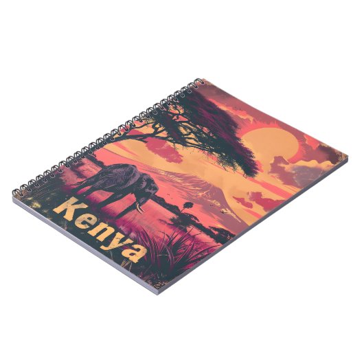 Kenya Elephant Sunset Notizblock (Linke Seite)