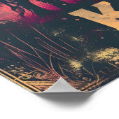 Kenya Elephant Sunset Poster (Ecke)