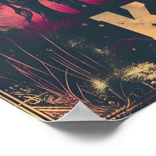 Kenya Elephant Sunset Poster (Ecke)