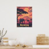 Kenya Elephant Sunset Poster (Küche)