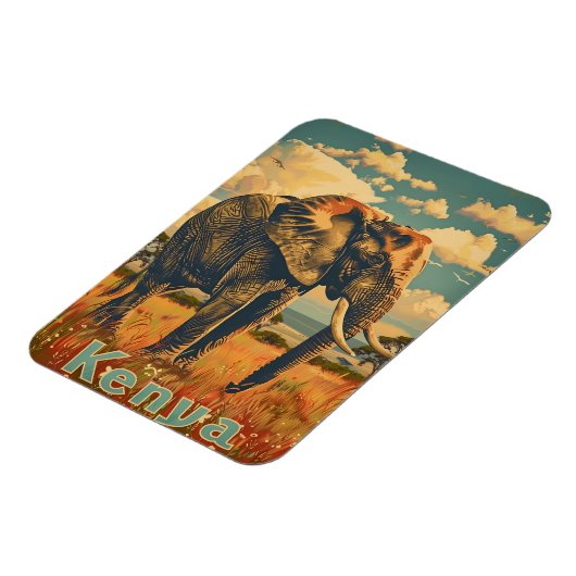 Kenya Elephant Vintag Magnet (Linke Seite)