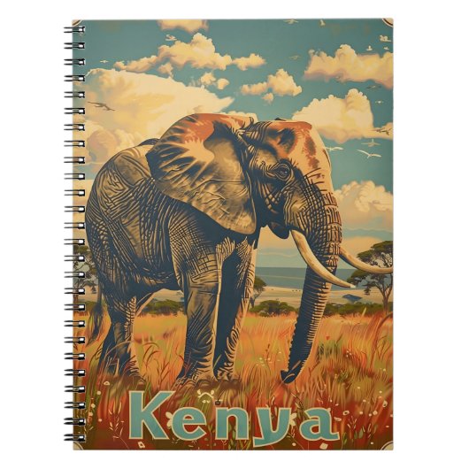 Kenya Elephant Vintag Notizblock (Vorderseite)