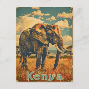 Kenya Elephant Vintag Postkarte