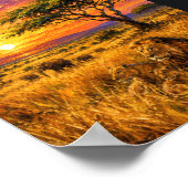 Kenya: Fiery Sunset Safari Art Souvenir Poster (Ecke)