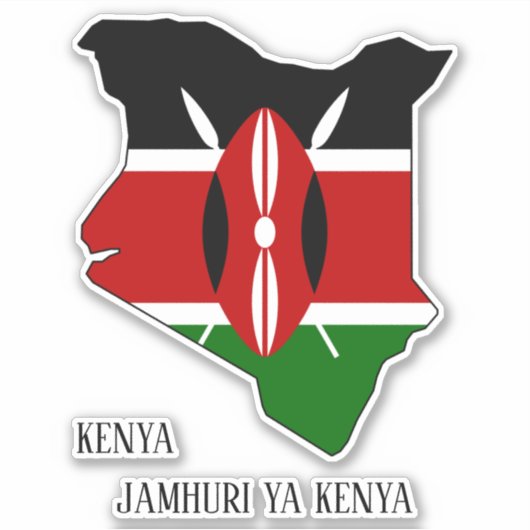 Kenya Flag Charming Patriotic Map Aufkleber (Vorderseite)