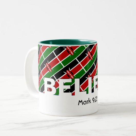 KENYA FLAG Christliche GLAUBE Mark 9:23 Custom Zweifarbige Tasse (Vorderseite Links)