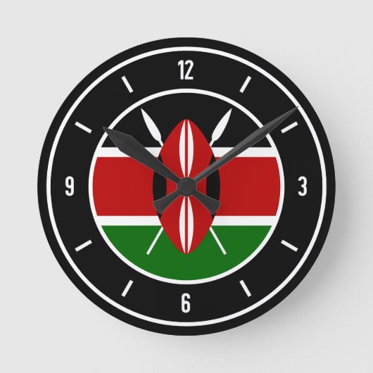 Kenya Flag Elegant Runde Wanduhr (Vorderseite)