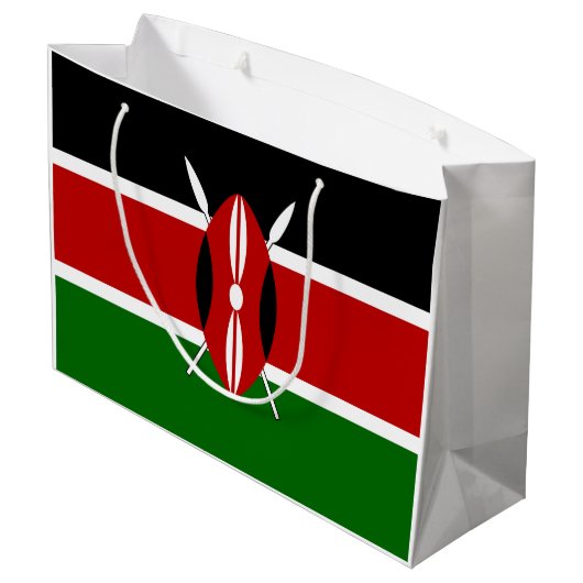 Kenya Flag Große Geschenktüte (Rückseite Schrägansicht)