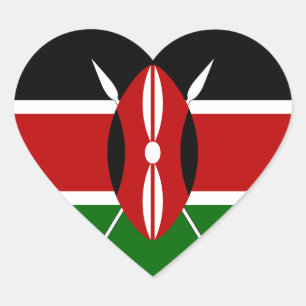 Kenya Flag Heftsticker Herz-Aufkleber