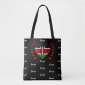 Kenya Flag & Herz, Kenianische Flagge Mode/Sport Tasche (Vorderseite)