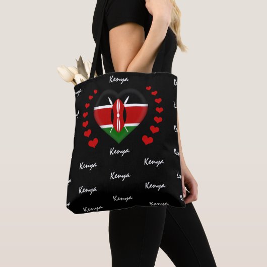 Kenya Flag & Herz, Kenianische Flagge Mode/Sport Tasche (Von Nahem)
