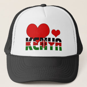 Kenya Flag Herz Red Green Black Patriotic Truckerkappe