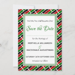 KENYA FLAG Individualisierte Schrift Stilvoll Keny Save The Date