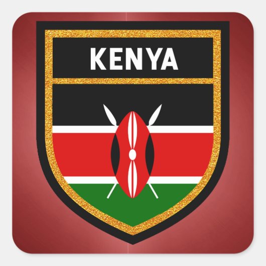 Kenya Flag Quadratischer Aufkleber (Vorderseite)
