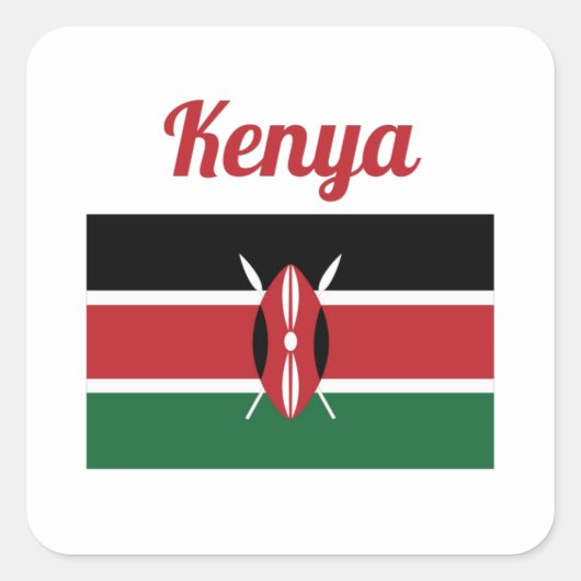 Kenya Flag Quadratischer Aufkleber (Vorderseite)