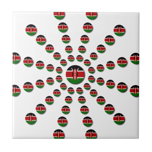 Kenya Flag Radialmuster: Patriotische Kunst & Deko Fliese (Vorderseite)
