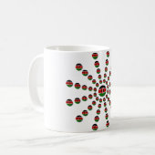 Kenya Flag Radialmuster: Patriotische Kunst & Deko Kaffeetasse (Vorderseite Links)