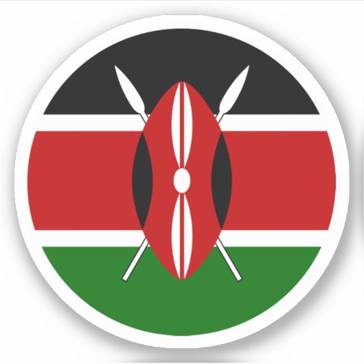 Kenya Flag Round Sticker (Vorderseite)