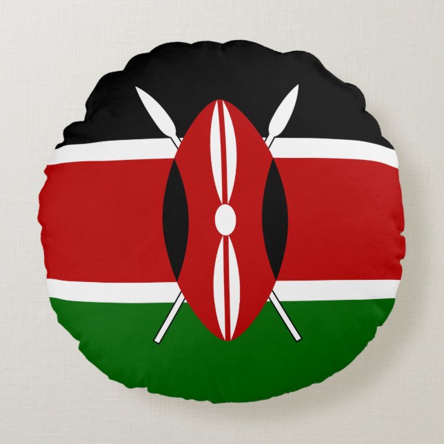 Kenya Flag Rundes Kissen (Vorderseite)