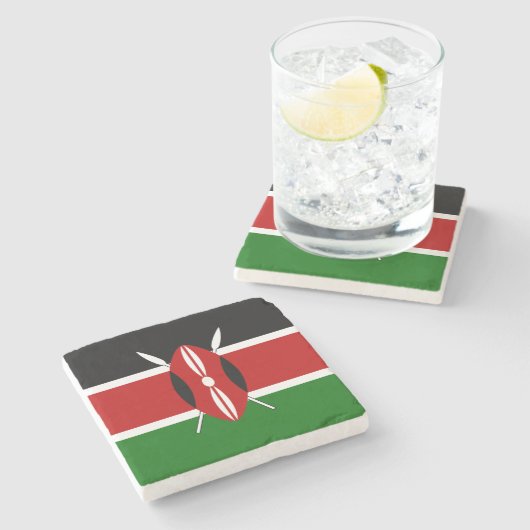 Kenya Flag Steinuntersetzer (Seitenansicht)