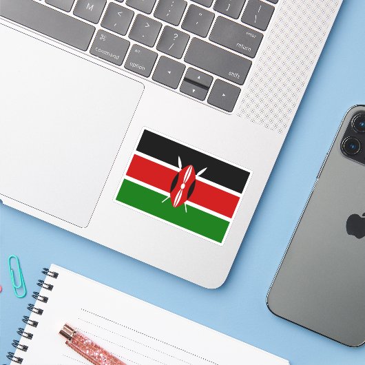 Kenya Flag Sticker (Laptop mit iPhone)