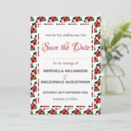 KENYA FLAG Wedding Custom Christlich Save The Date (Stehend Vorderseite)